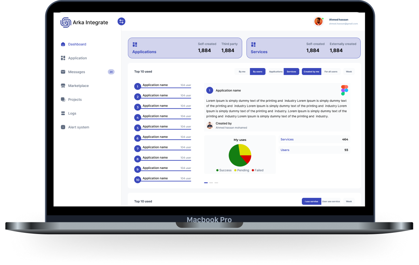 App preview on laptop